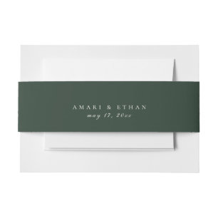 Solid Dark Forest Green Color Wedding Einladungsbanderole