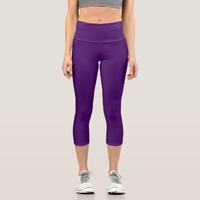 Solid dark violet purple capri leggings (Vorderseite)