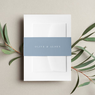 Solid Dusty Blue + Classic Lettering Wedding Einladungsbanderole