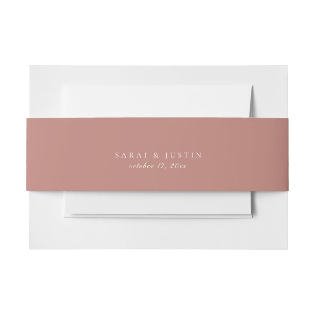 Solid Dusty Rose Color Wedding Einladungsbanderole (Vorderseite Beispiel)