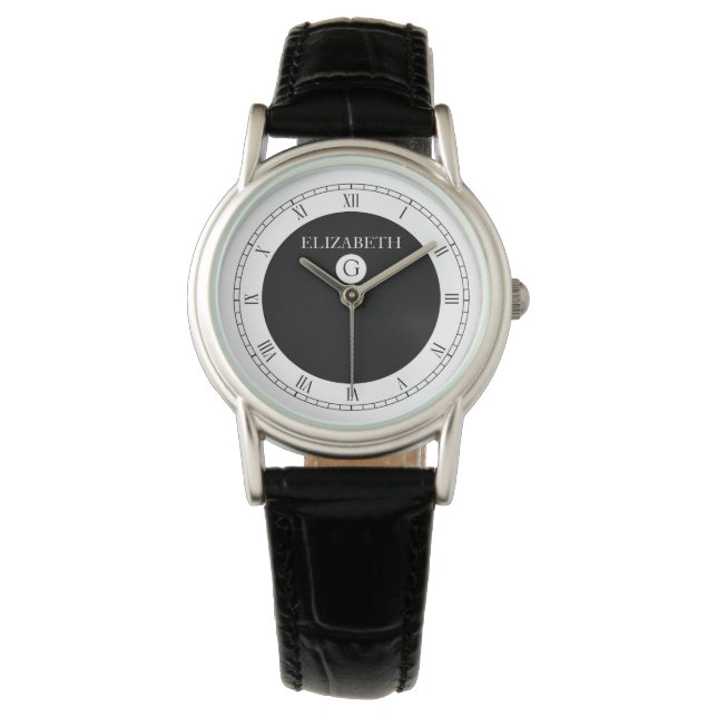 Solid elegant Schwarz und Weiß Armbanduhr (Vorderseite)