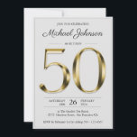 Solid Gold 50th Birthday Light Gray Elegantes Part Einladung<br><div class="desc">Solid Gold 50. Geburtstag Light Gray Elegante Party Einladung. Einfache und dennoch elegante Einladung zum Geburtstag mit dem Meilenstein des Geburtsjahrs in massivem Goldtext! Dies ist eine bearbeitbare Vorlage und kann sowohl für Männer als auch für Frauen verwendet werden. Eine Version mit Foto ist auch in dieser Designkollektion verfügbar. Kontaktieren...</div>