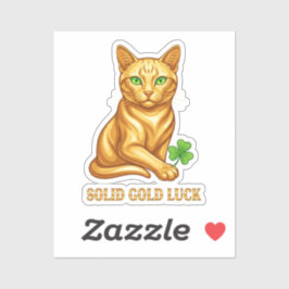 Solid Gold Cat With Emerald Eyes Luxury Lucky Aufkleber