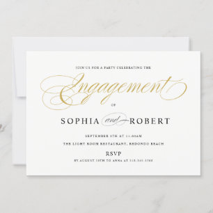 Solid Gold Elegante Calligrafy Verlobung Einladung