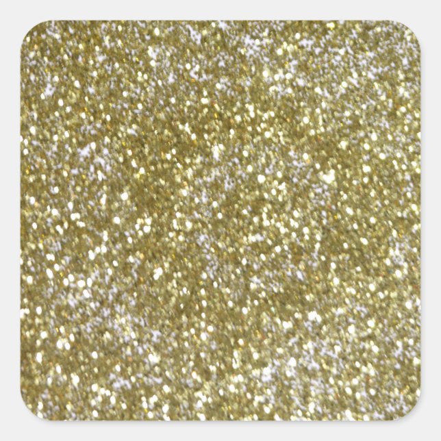 Solid-Gold-Glitzer Quadratischer Aufkleber (Vorderseite)