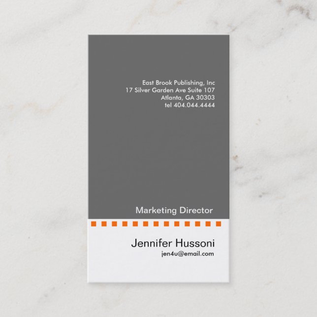 Solid-Gray Orange Dash Business Card 2 Visitenkarte (Vorderseite)
