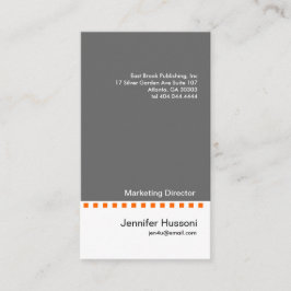 Solid-Gray Orange Dash Business Card 2 Visitenkarte
