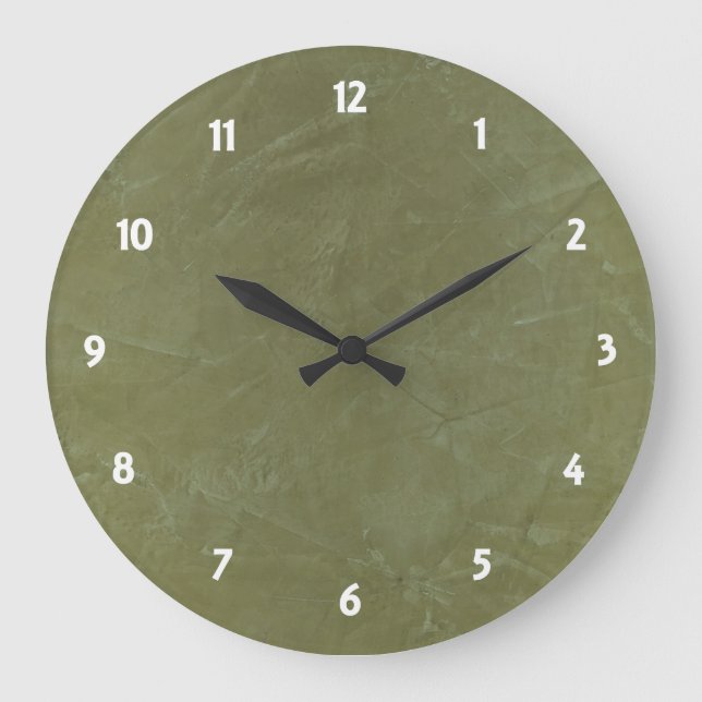 Solid Green Große Wanduhr (Vorderseite)