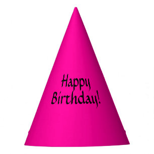 Solid Hot Pink Happy Birthday Partyhütchen