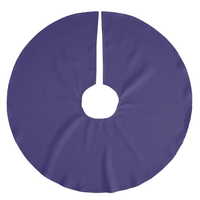 Solid Indigo Blue Elegante Modernes Minimalistisch Polyester Weihnachtsbaumdecke (Vorderseite)
