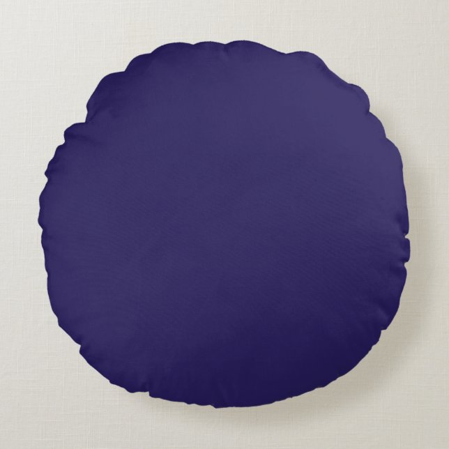 Solid Indigo Blue Elegante Modernes Minimalistisch Rundes Kissen (Vorderseite)