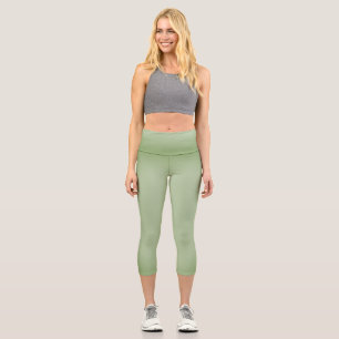 Solid Jade Green Celadon Capri Leggings