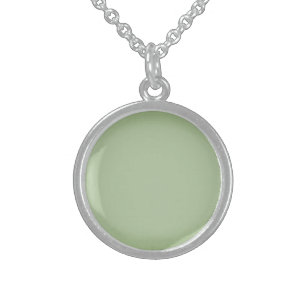 Solid Jade Green Celadon  Sterling Silberkette