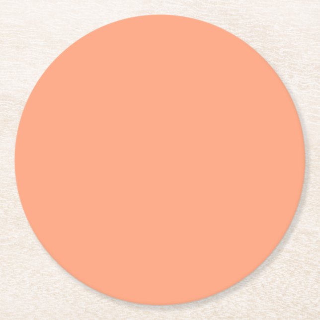 Solid Lachs Rosa Farbhintergrund anpassbar Runder Pappuntersetzer (Vorderseite)