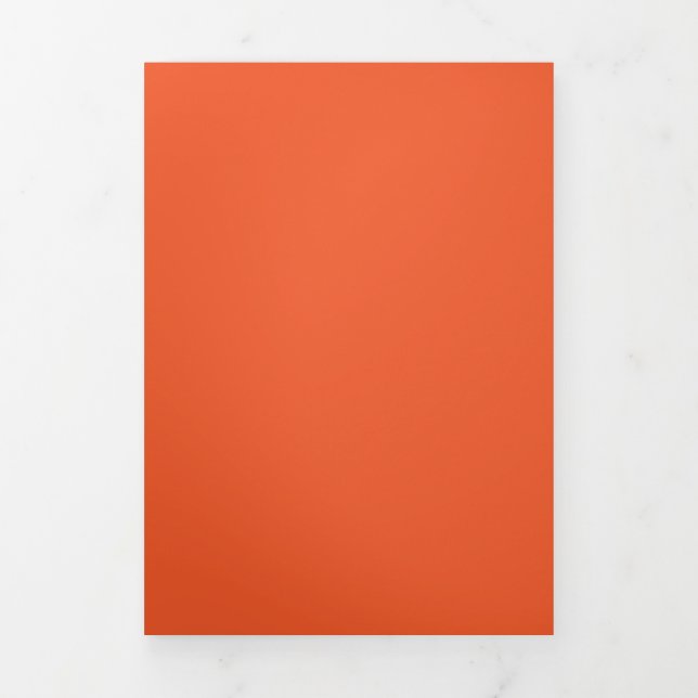 Solid lebendiger Orange Hintergrund | Fett-Warmes  Dreifach Gefaltete Einladung (Cover)