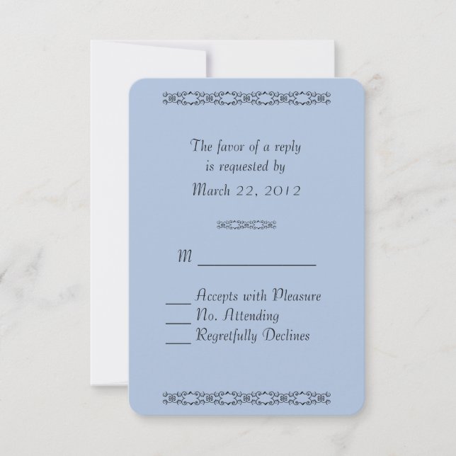 Solid Light Steel Blue Wedding RSVP Karte (Vorderseite)