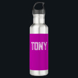 Solid Magenta Individuelle Name Monogram Edelstahlflasche<br><div class="desc">- Solides,  feines,  minimalistisches Design mit individualisierbarem Namen,  Schriftart,  Schriftart oder Schriftart... . Es ist sehr lustig und spielerisch!</div>