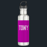 Solid Magenta Individuelle Name Monogram Edelstahlflasche<br><div class="desc">- Solides,  feines,  minimalistisches Design mit individualisierbarem Namen,  Schriftart,  Schriftart oder Schriftart... . Es ist sehr lustig und spielerisch!</div>