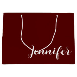 Solid Maroon Large Gift Bag with Custom Name Große Geschenktüte
