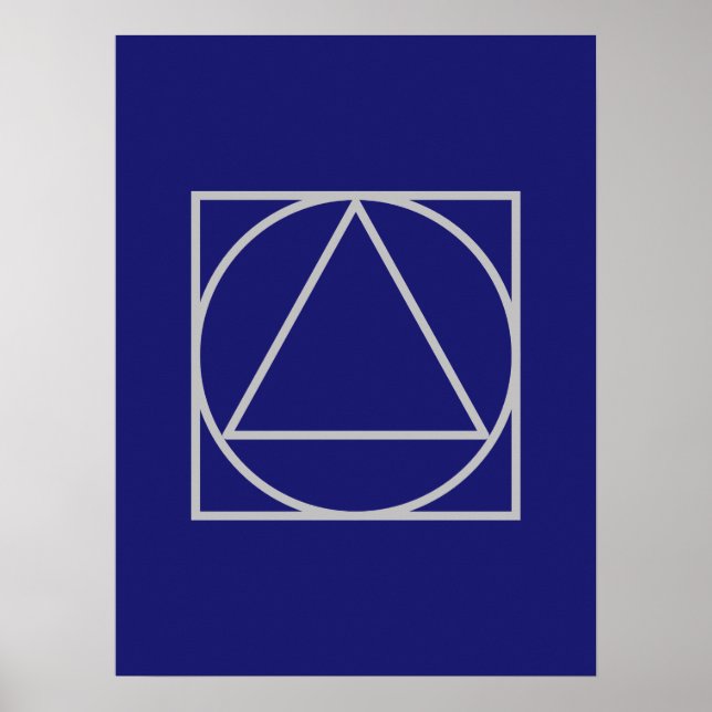 Solid Midnight Blue Square Circle Triangle Shapes Poster (Vorne)
