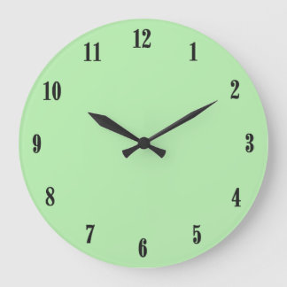 Solid Minze grün mit schwarzen Zahlen Große Wanduhr
