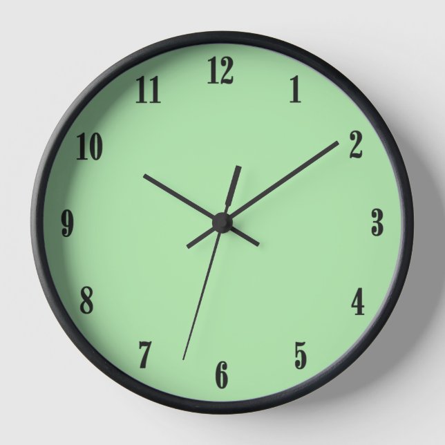 Solid Minze grün mit schwarzen Zahlen Uhr (Vorderseite)