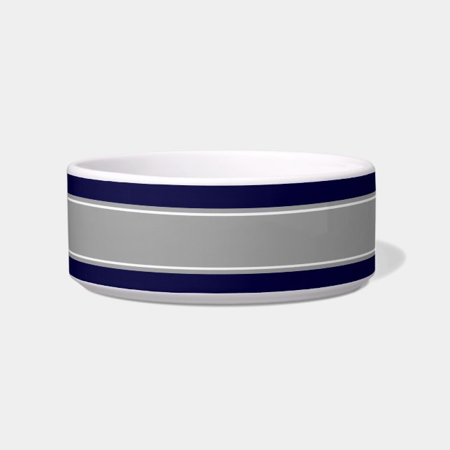 Solid Navy Blau, Dunkelgrau-Multiband-Name Napf (Rechts)