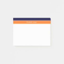 Solid Navy Blau, Pumpkin Ribbon Name Monogram Post-it Klebezettel
