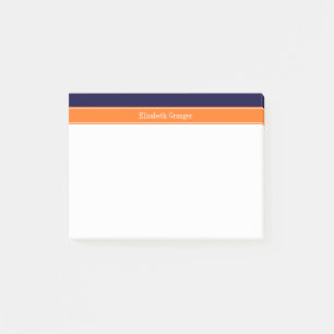 Solid Navy Blau, Pumpkin Ribbon Name Monogram Post-it Klebezettel
