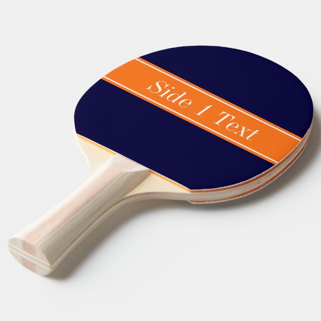 Solid Navy Blau, Pumpkin Ribbon Name Monogram Tischtennis Schläger (Vorderseite)