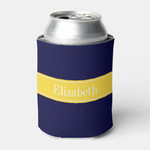 Solid Navy Blue, Ananas Ribbon Name Monogram Dosenkühler