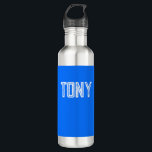 Solid Neon Blue Individuelle Name Monogramm Edelstahlflasche<br><div class="desc">- Solides,  feines,  minimalistisches Design mit individualisierbarem Namen,  Schriftart,  Schriftart oder Schriftart... . Es ist sehr lustig und spielerisch!</div>