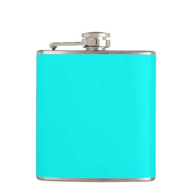 Solid Neon bright Aqua Flachmann (Vorderseite)