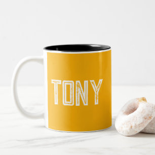 Solid Neon Bright Orange Individuelle Name Monogra Zweifarbige Tasse