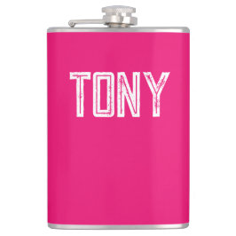 Solid Neon Hot Pink Individuelle Name Monogramm Flachmann