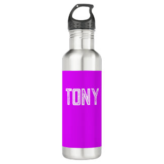 Solid Neon Lila Individuelle Name Monogramm Edelstahlflasche