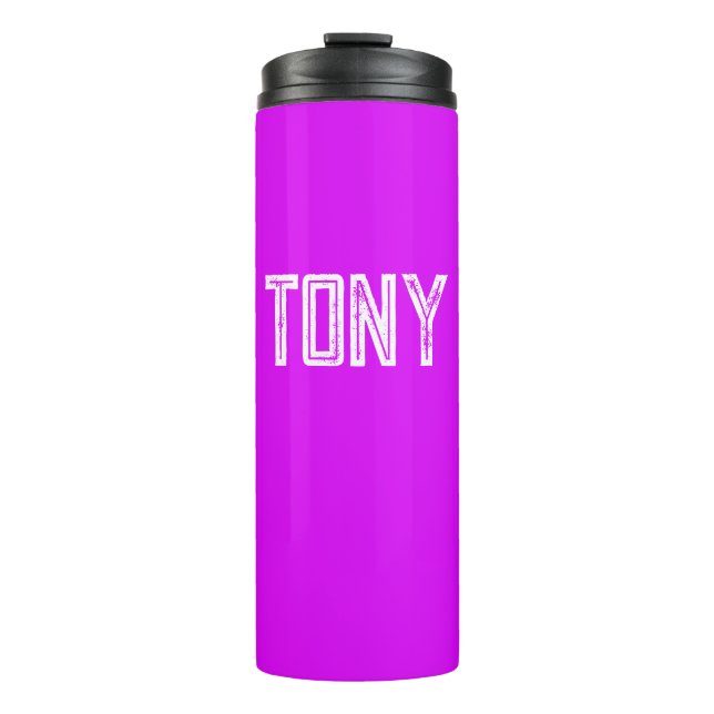 Solid Neon Lila Individuelle Name Monogramm Thermosbecher (Vorderseite)