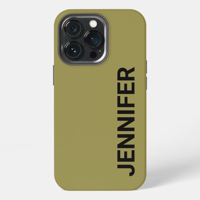 Solid Offbeat Green Individuelle Name iPhone 13 Pro Hülle (Hinten)