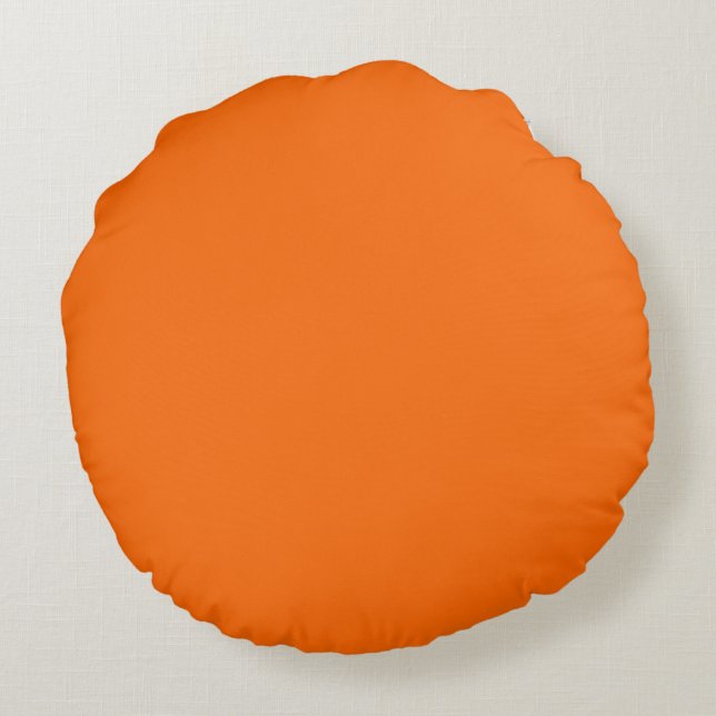 Solid Orange Rundes Kissen (Rückseite)