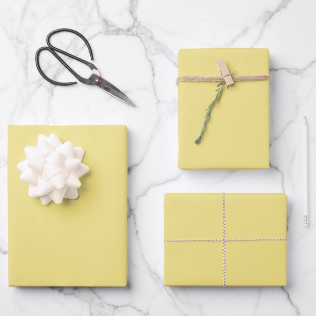 Solid Pastel Yellow Modern Geschenkpapier Set (Vorderseite)