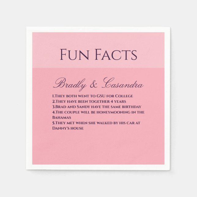 Solid rosa Blush Template Wedding Fun Fakten Napki Serviette (Vorderseite)