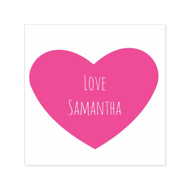 Solid rosa Herz mit Personalisiertem Text Permastempel (Design)