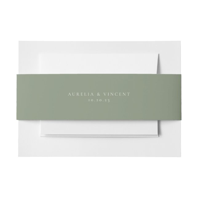 Solid Sage Green Wedding Einladungsbanderole (Vorderseite Beispiel)