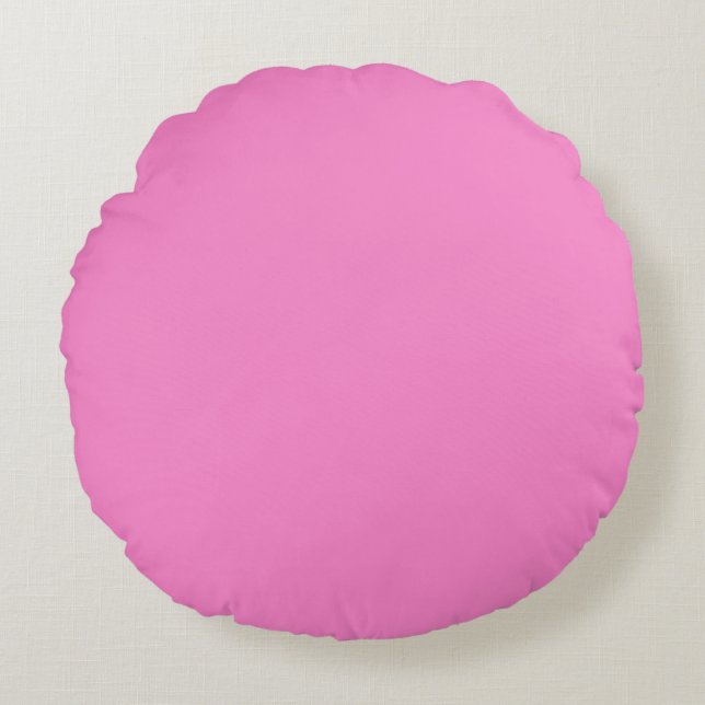 Solid schlicht Taffy Baby Pink Rundes Kissen (Vorderseite)