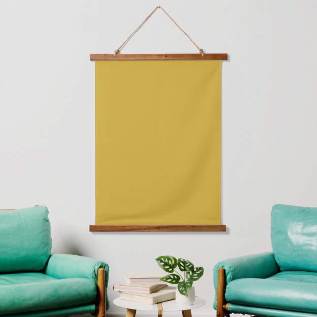 Solid Senf Gelb 26"x36" Vertikal Wandteppich Mit Holzrahmen (Wohnzimmer)