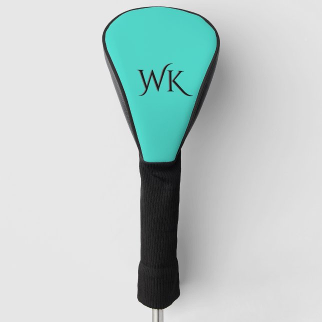 Solid Türkis Blue Monogram Golf Headcover (Vorderseite)