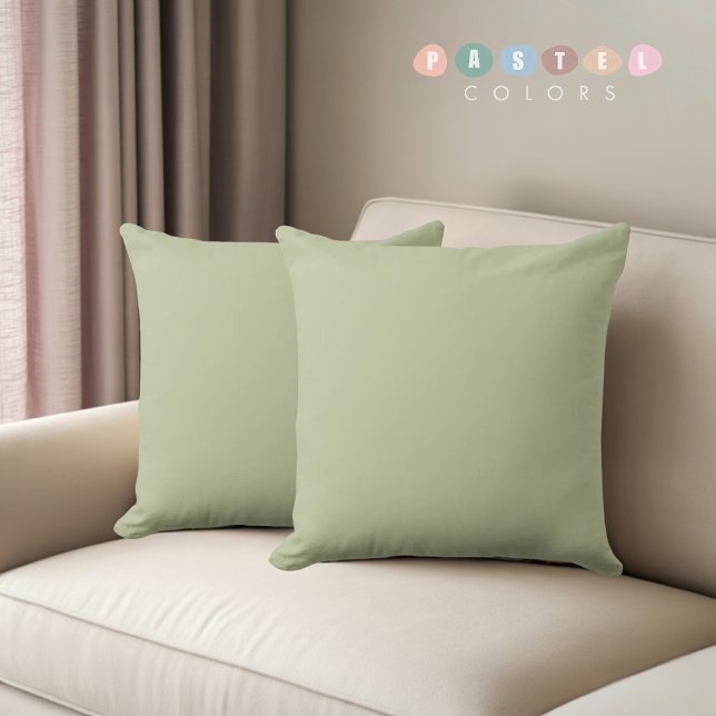 Solid weich hellpastellfarbene Sage Moss grüne Far Kissen (Solid Soft Light Pastel Sage Moss Green Color Throw Pillow)