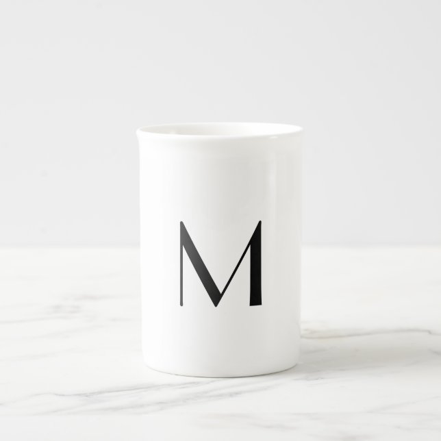  solid white - add  black monogram   prozellantasse (Vorderseite)