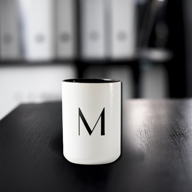  solid white - add  black monogram   zweifarbige tasse (Von Creator hochgeladen)