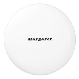 Solid White  Ceramic Knob with Your Name in Style Keramikknauf